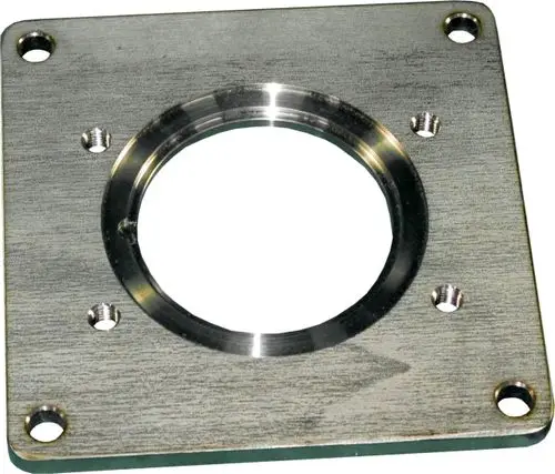 Adapterplatte mit runder Öffnung und mehreren Befestigungslöchern, metallisch, geeignet für Gebläse, Marke Wolf.